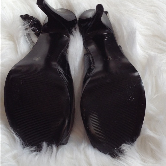 Carlos Hope 7 Black Patent Slingback Heels Shoes - Picture 4 of 4